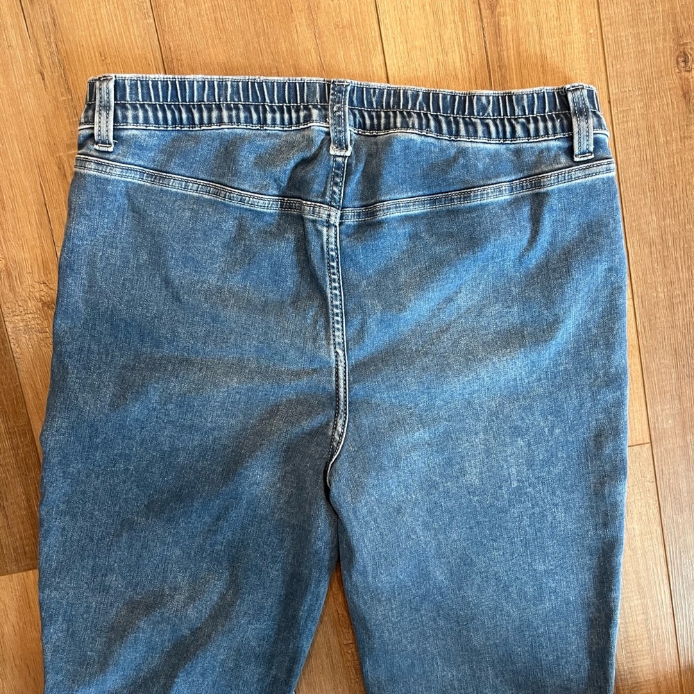Aerie women’s jeans/ jeggings baby flare size L soft stretchy, elastic waist EUC - Picture 6 of 7